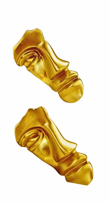Golden Abstract Face Earrings
