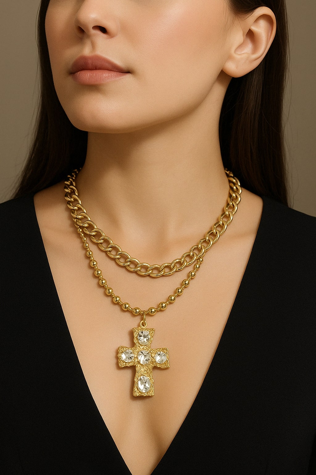 Saint Cross Layered Necklace