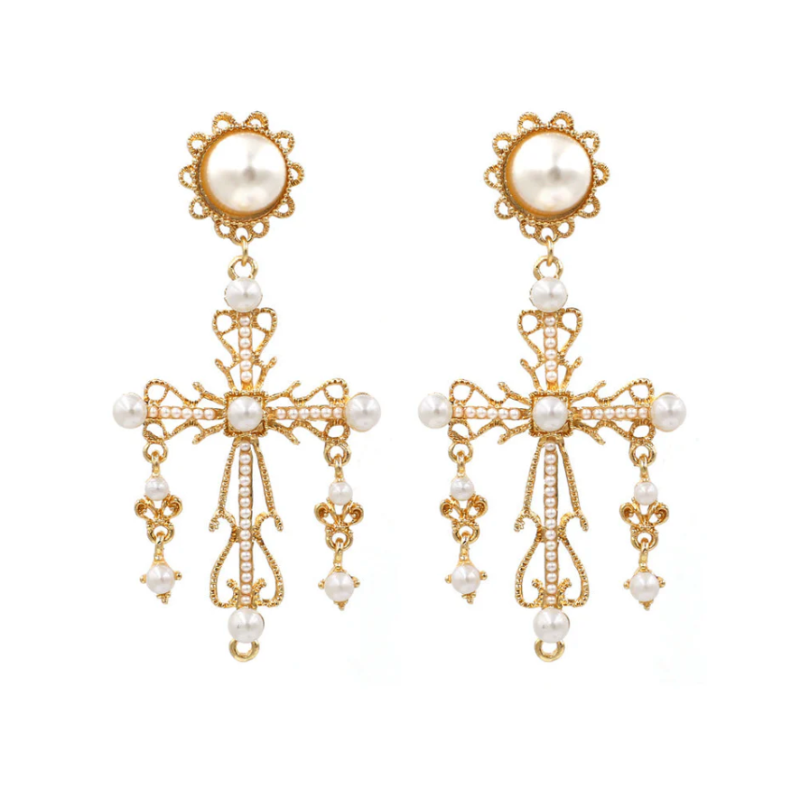 Saint Cross Golden Earrings