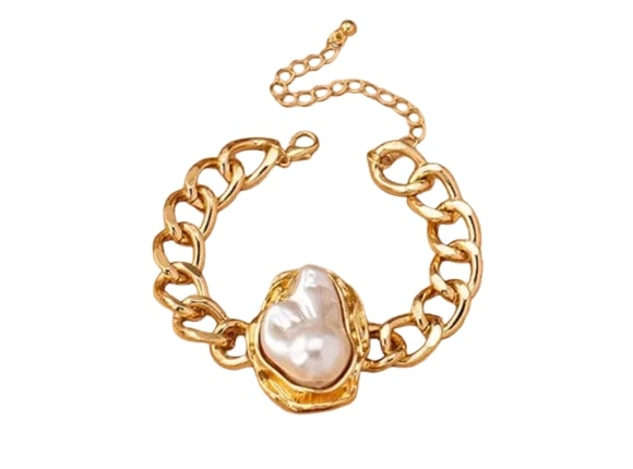 Glided Pearl Link Bracelet