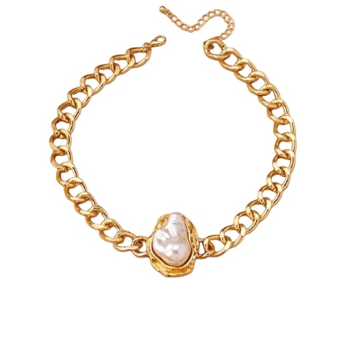 Glided Pearl Chain Necklace