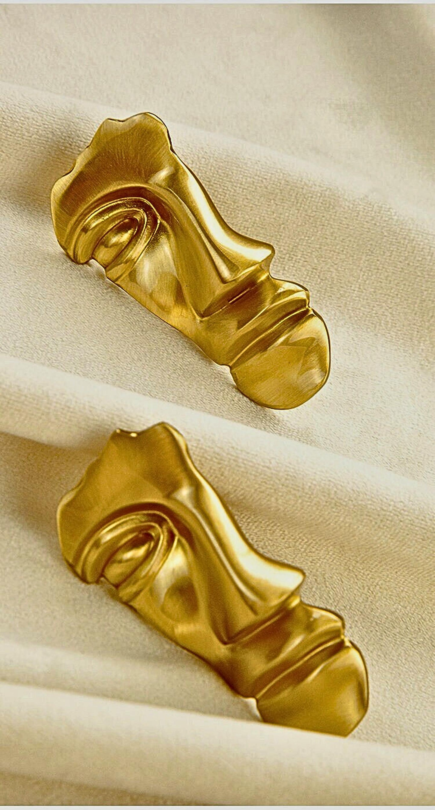 Golden Abstract Face Earrings