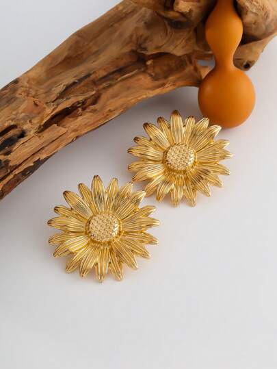Golden Sunflower Statement Earrings