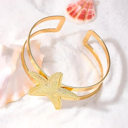Golden Starfish Cuff Bracelet