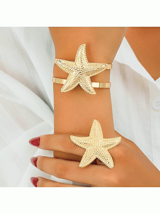 Golden Starfish Cuff Bracelet