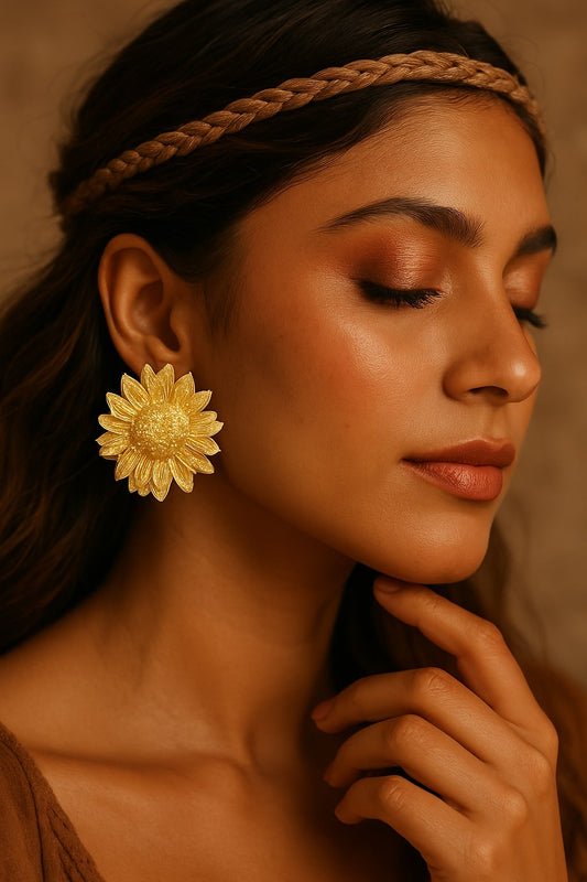 Golden Sunflower Statement Earrings