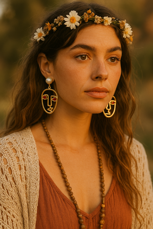 Abstract Face Art Dangle Earrings