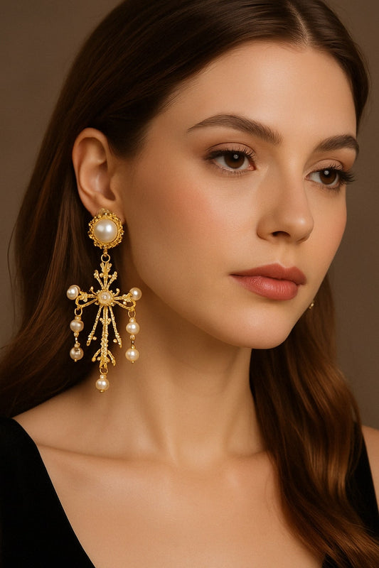 Saint Cross Golden Earrings