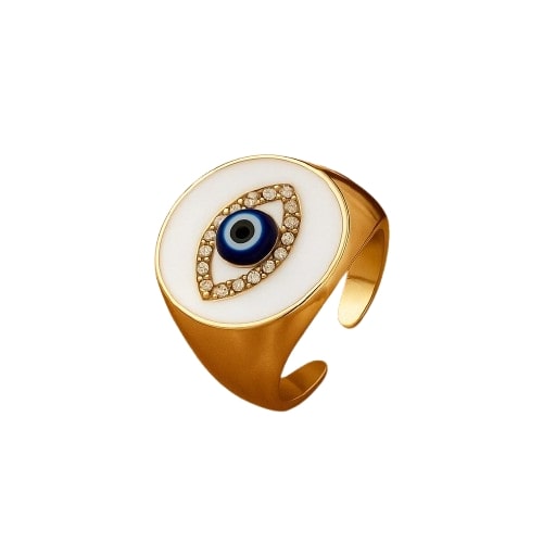 White Evil Eye Ring