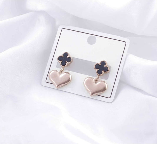 Black Clover Heart Earrings