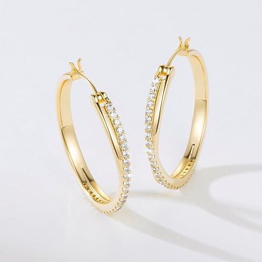 Golden Shiny Hoops Earrings
