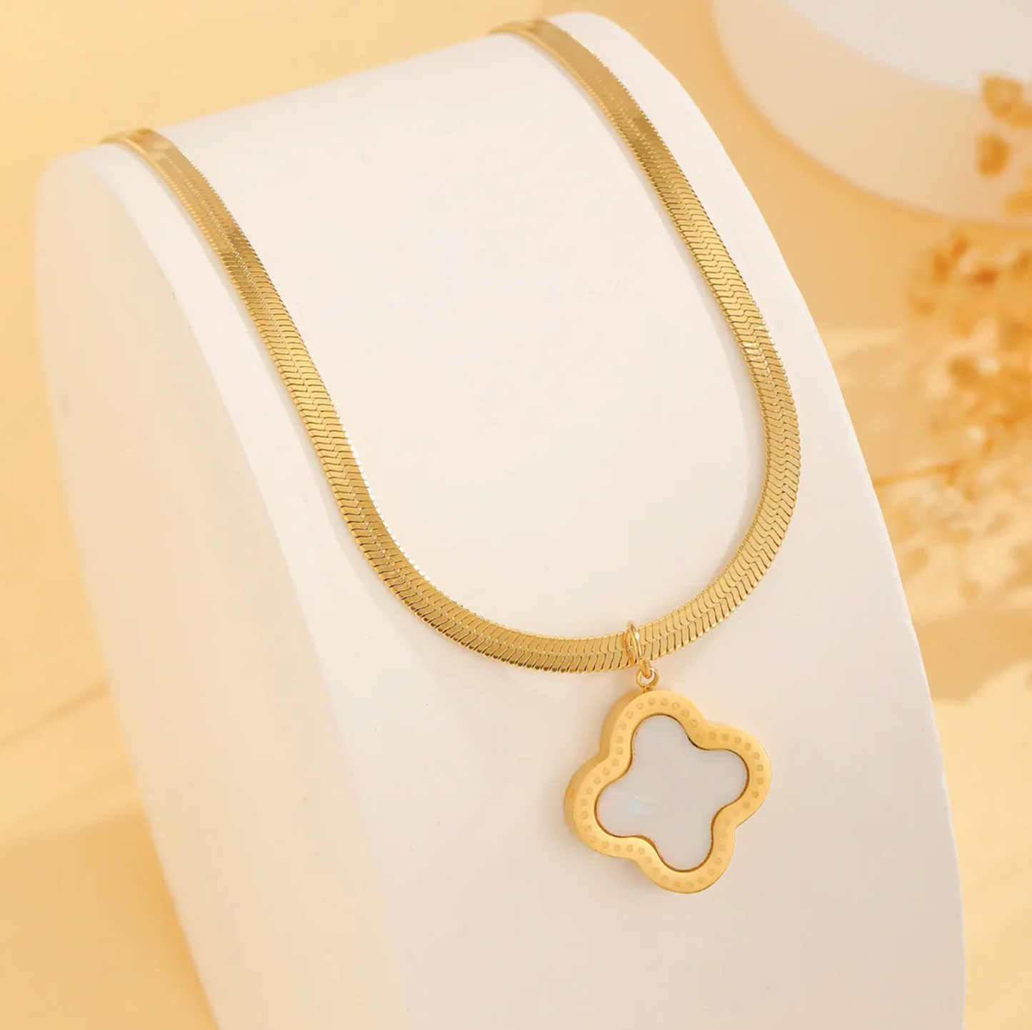 White Clover Snake Necklace