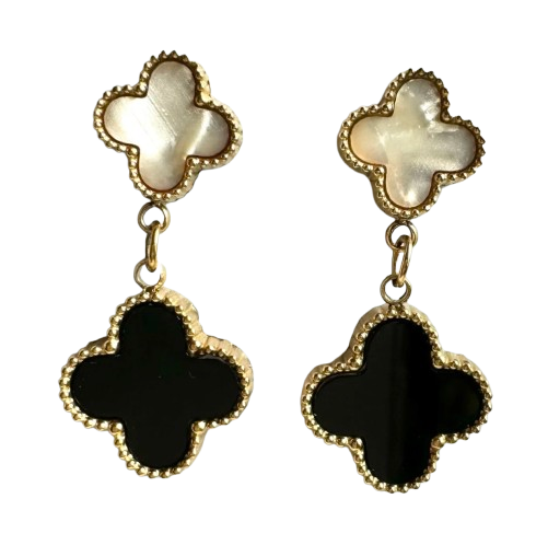 Black & White Clover Earrings