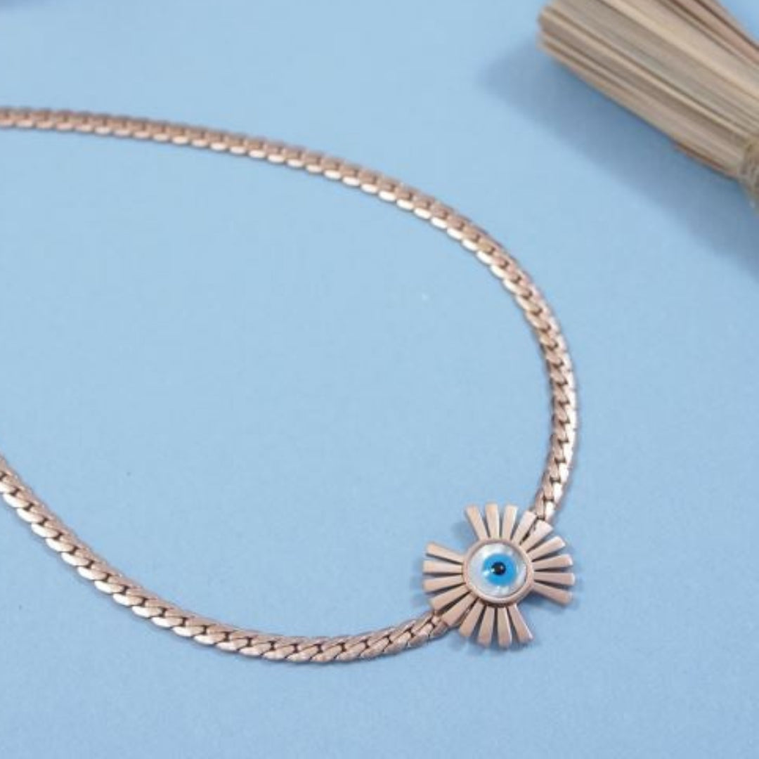 Evil Eye Silver Sunflower Bracelet