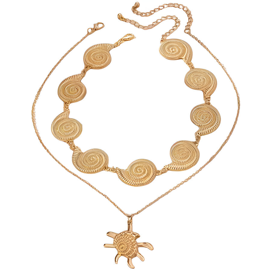Spiral Turtle Layered Necklace